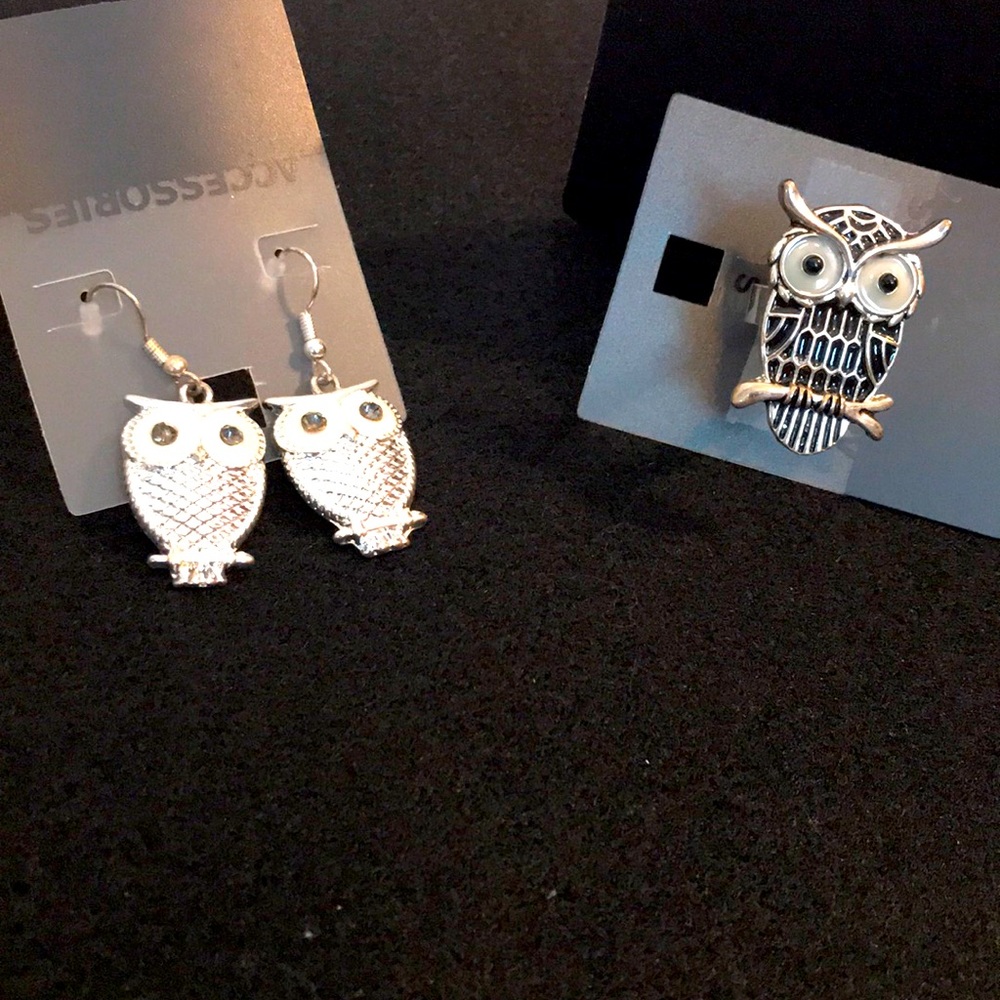 Owl earrings and ring
